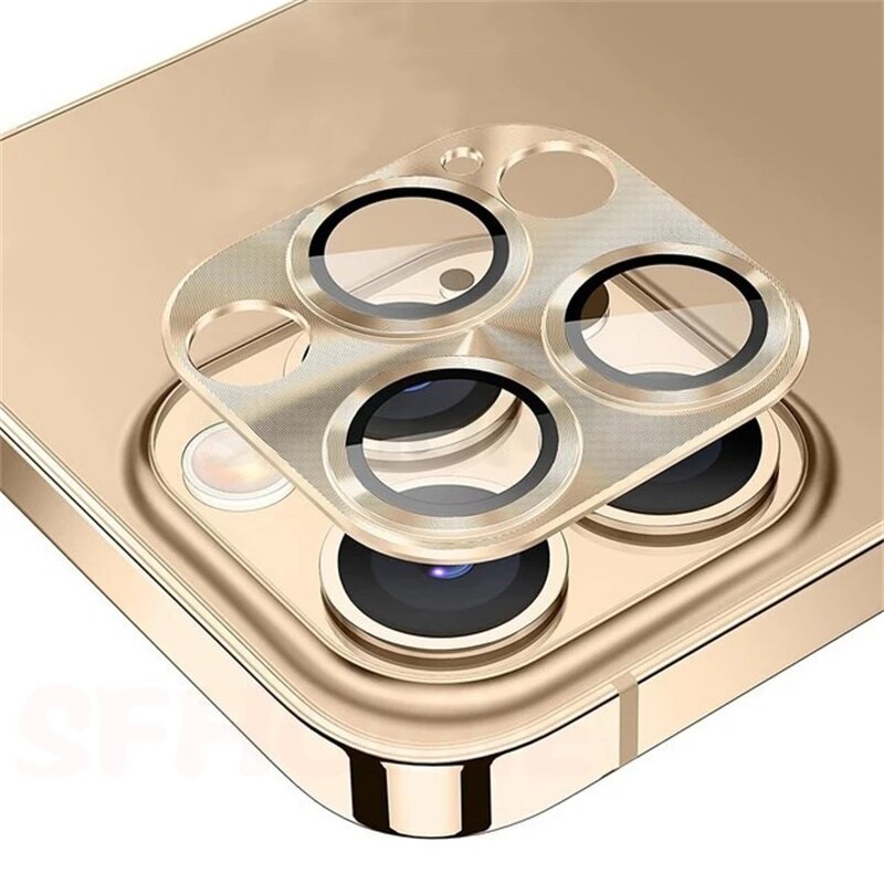 Camera Lens Protector voor iPhone 11 15 14 12 13 Pro Max Titanium Metalen Camera Cover Scherm Metaal Glas Voor iPhone 14 15 Pro MAX: Goud / Bundle11