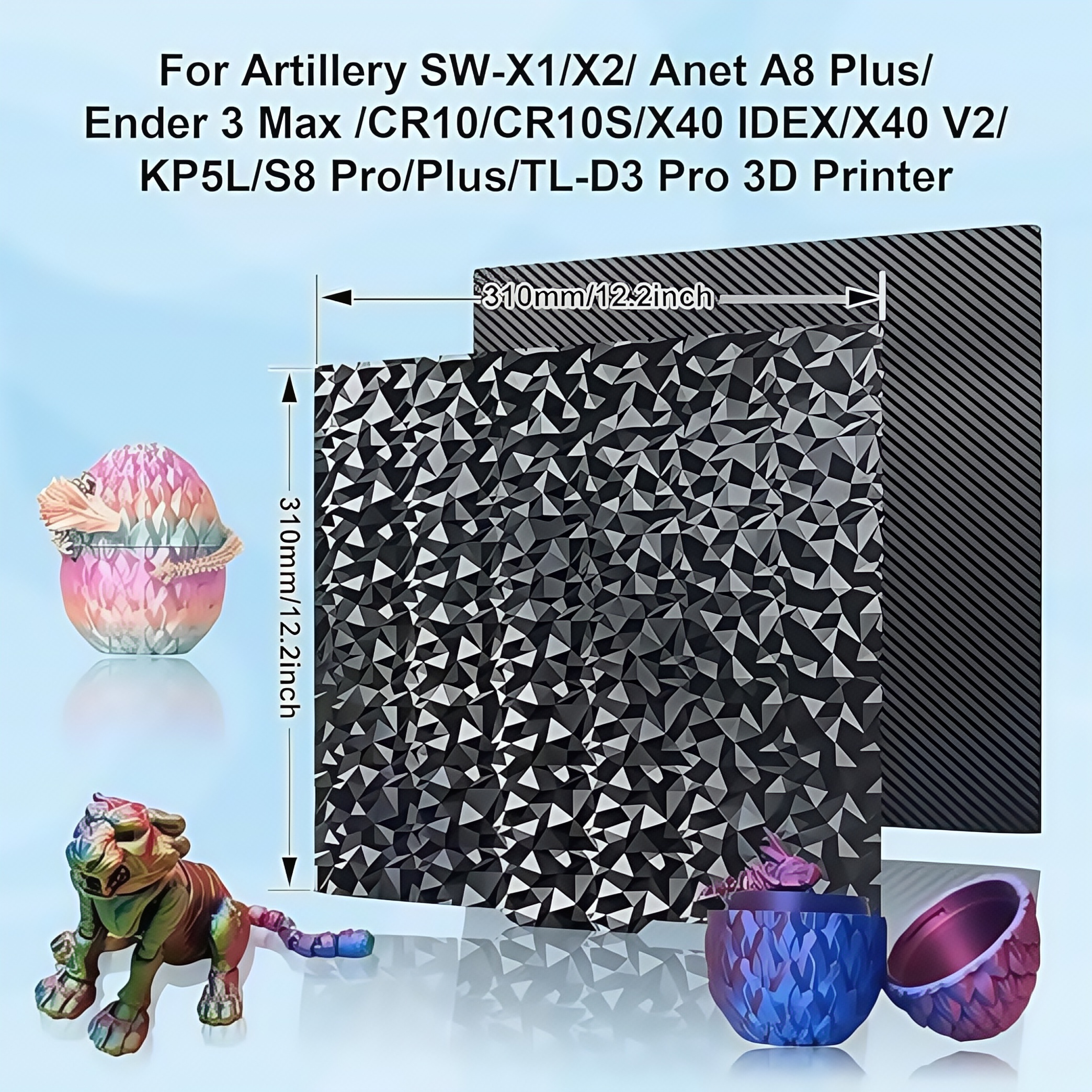 310x310mm per Artiglieria Sidewinder X2 X1 Lenzuolo Pei Cr10 310x310 Lenzuolo Letto Riscaldato Letto Magnetico Pei Costruire Piastra Aggiornamento