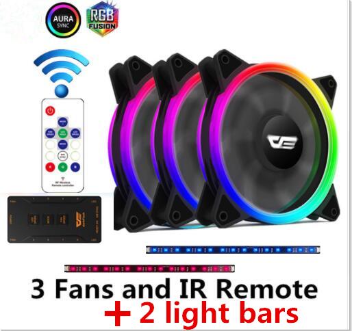 Darkflash – boîtier d&#39;ordinateur DR12 pro aura sync, refroidisseur, ventilateur ARGB, télécommande IR 120mm, barre lumineuse LED RGB: 3FAN 2light control
