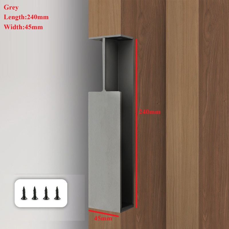 1Pc Aluminum Sliding Pocket Door Finger Pull Handle Black Grey Built-in Mount: Gold Brush