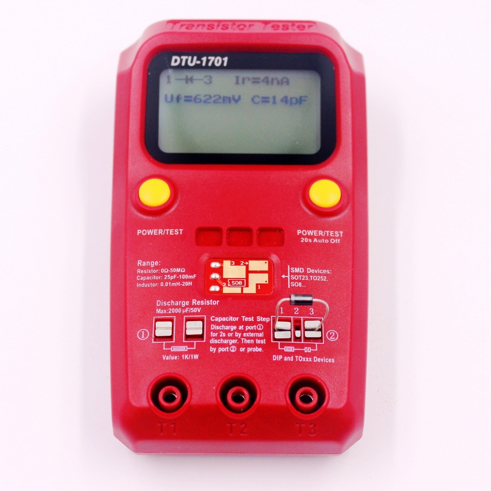 DTU1701 Transistor Tester MOSFET Triode LCR inductance resistance capacitance SCR ESR meter SMD Multifunction tester
