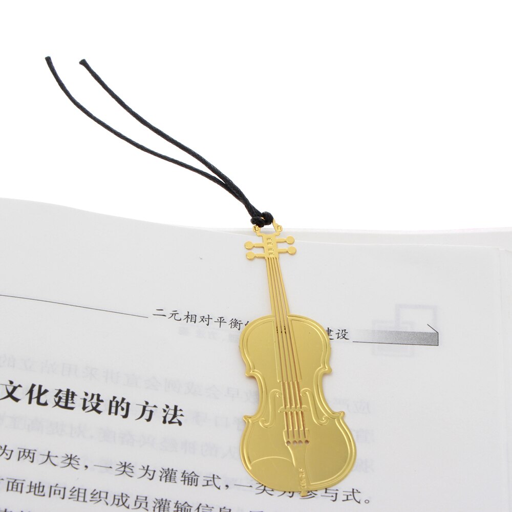 JESJELIU 1Pc Gold Plated Metal Music Instruments Violin Bookmark Book Paper Reading