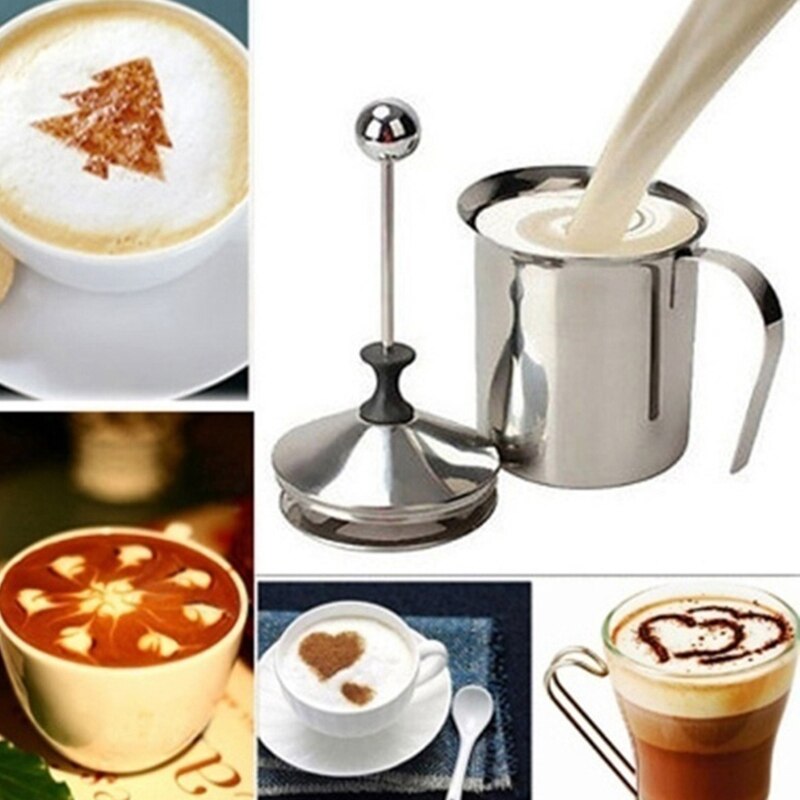 Manuel mælk fransk press kaffemaskine rustfrit stål håndpumpe mælkeskum håndholdt mælkekande