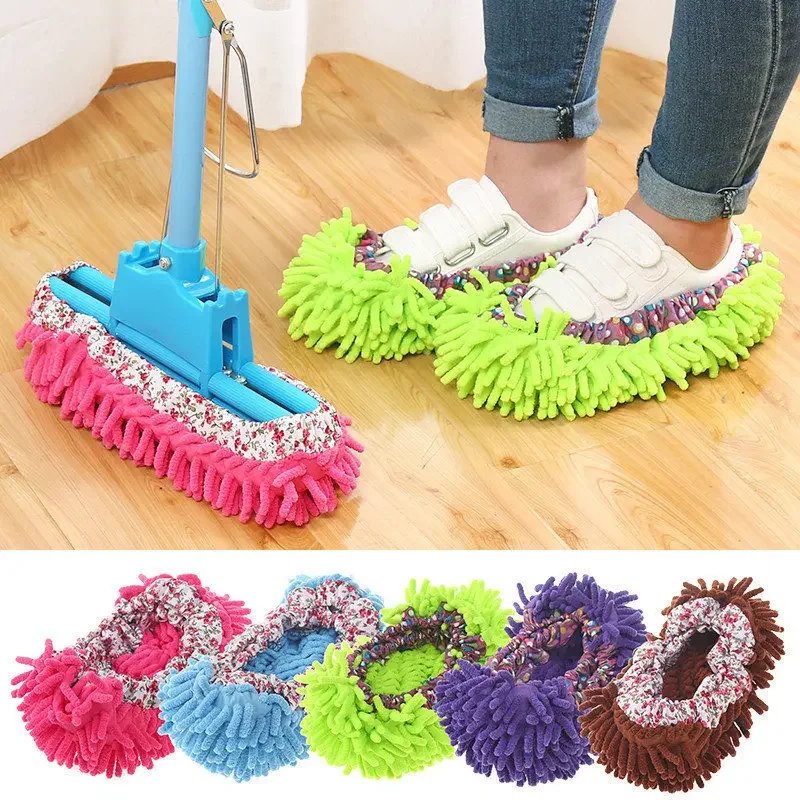 Microfiber Stofdoek Vloerreiniging Badkamer Huishoudelijke Vloerreiniging Mop Cleaner Slippers Luie Overschoen 2 stuks Dweilen Schoenen: Bourgondië