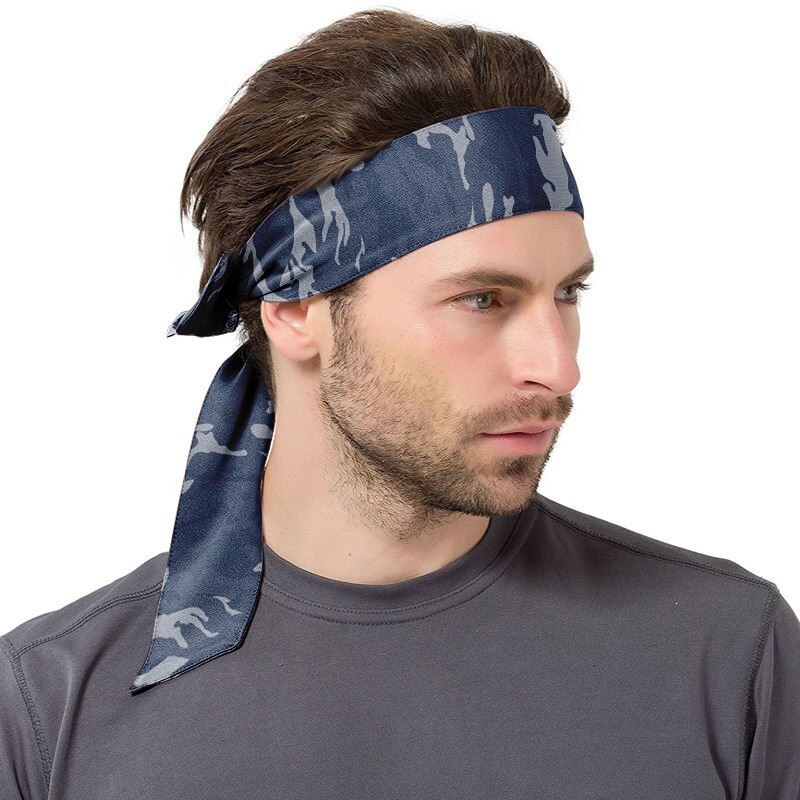 Camouflage Sports Head Band for Men Outdoor Cycling Running Tennis Absorbent Sweat Headband Fitness Compression Hair Headband
