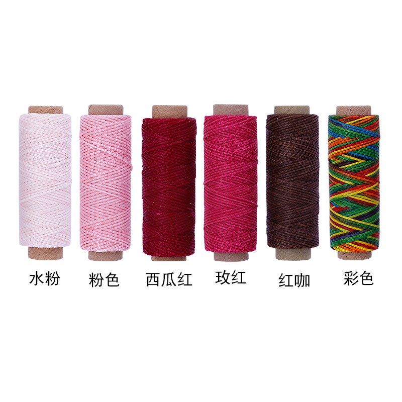 Jiwuo Durable 1mm Leather Waxed Thread Cord for DIY Handicraft Tool Hand Stitching Thread Flat Waxed Leather Sewing Thread Line
