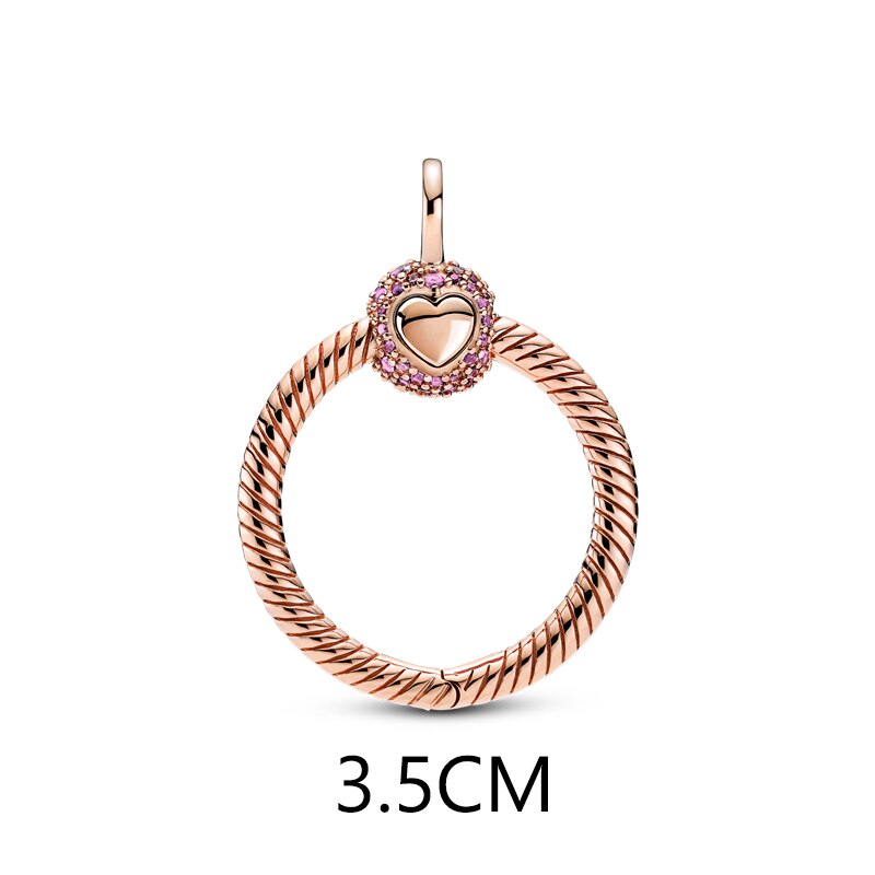 2020 nowy 925 srebro chwile małe Pave O wisiorek Charm fit oryginalny naszyjnik Pandora DIY paciorki biżuteria: PTN007-M 3.5CM