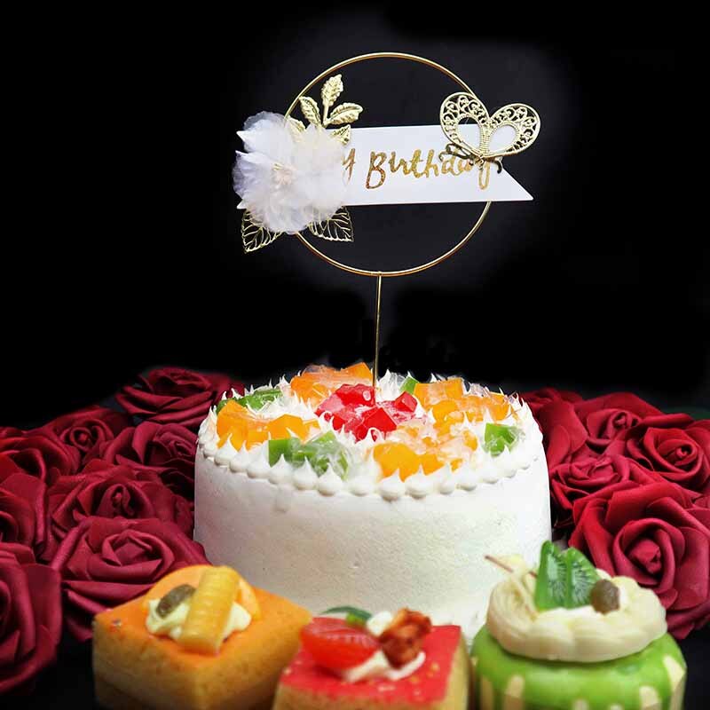 Ccinee 6pcs gold cake topper birthdayacrylic cake topper decoration
