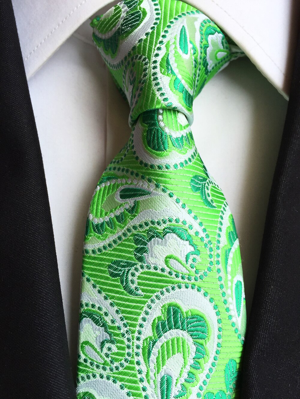Corbata de boda de retales a rayas para hombre, corbata clásica de 7,5 cm de ancho, corbata azul a cuadros, para negocios: Verde militar