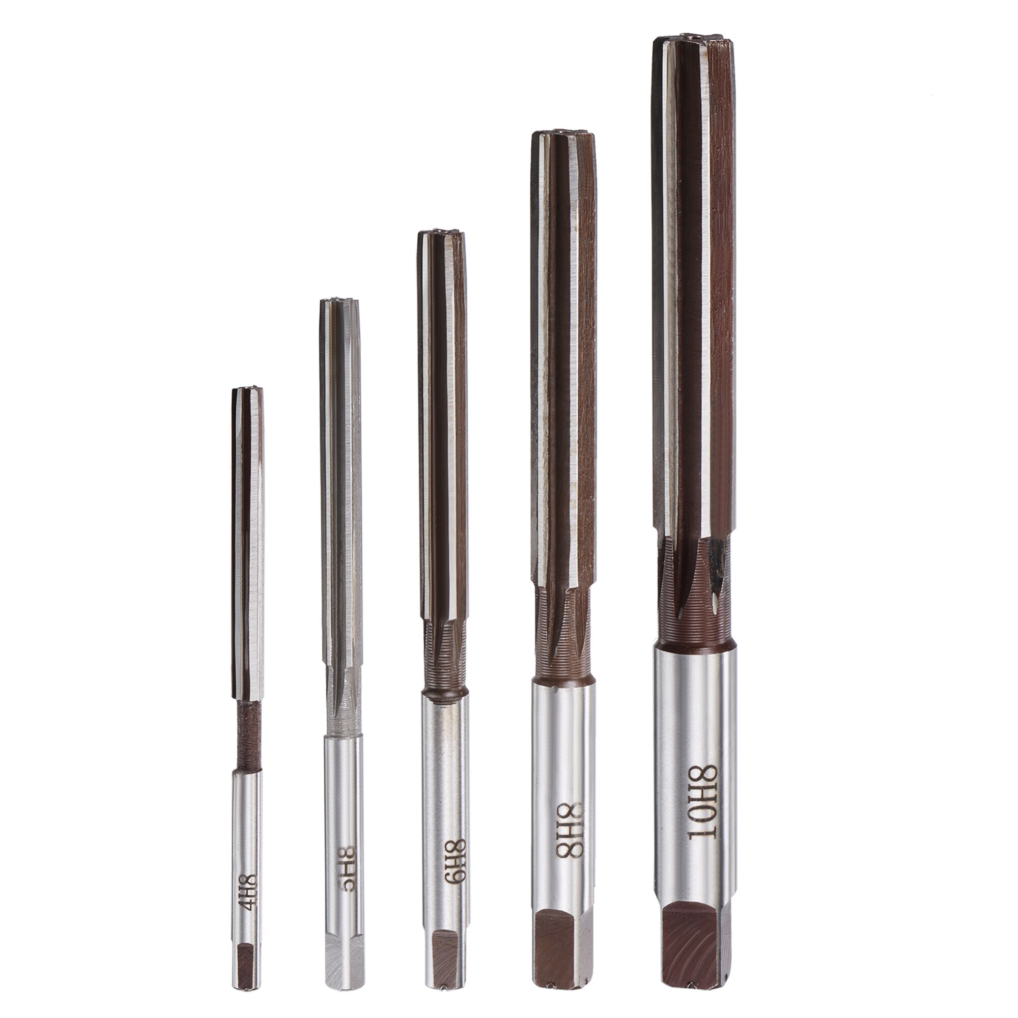 Uxcell Hand Reamers Set 4mm 5mm 6mm 8mm 10mm H8 Accuracy Carbon Tool Steel 6 Flutes Straight Shank Milling Cutter Tool 5pcs