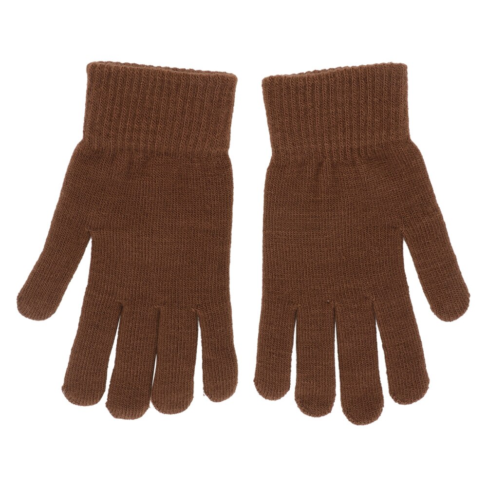 1 par de guantes de punto cálidos de invierno, guantes de dedo completo flexibles, guantes gruesos: Coffee