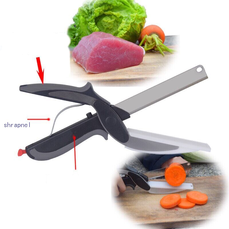 clever cutter Kitchen Scissors 2 in 1 Cutting Board Chopper Clever Fruit Vegetable Multifunctional Cutter