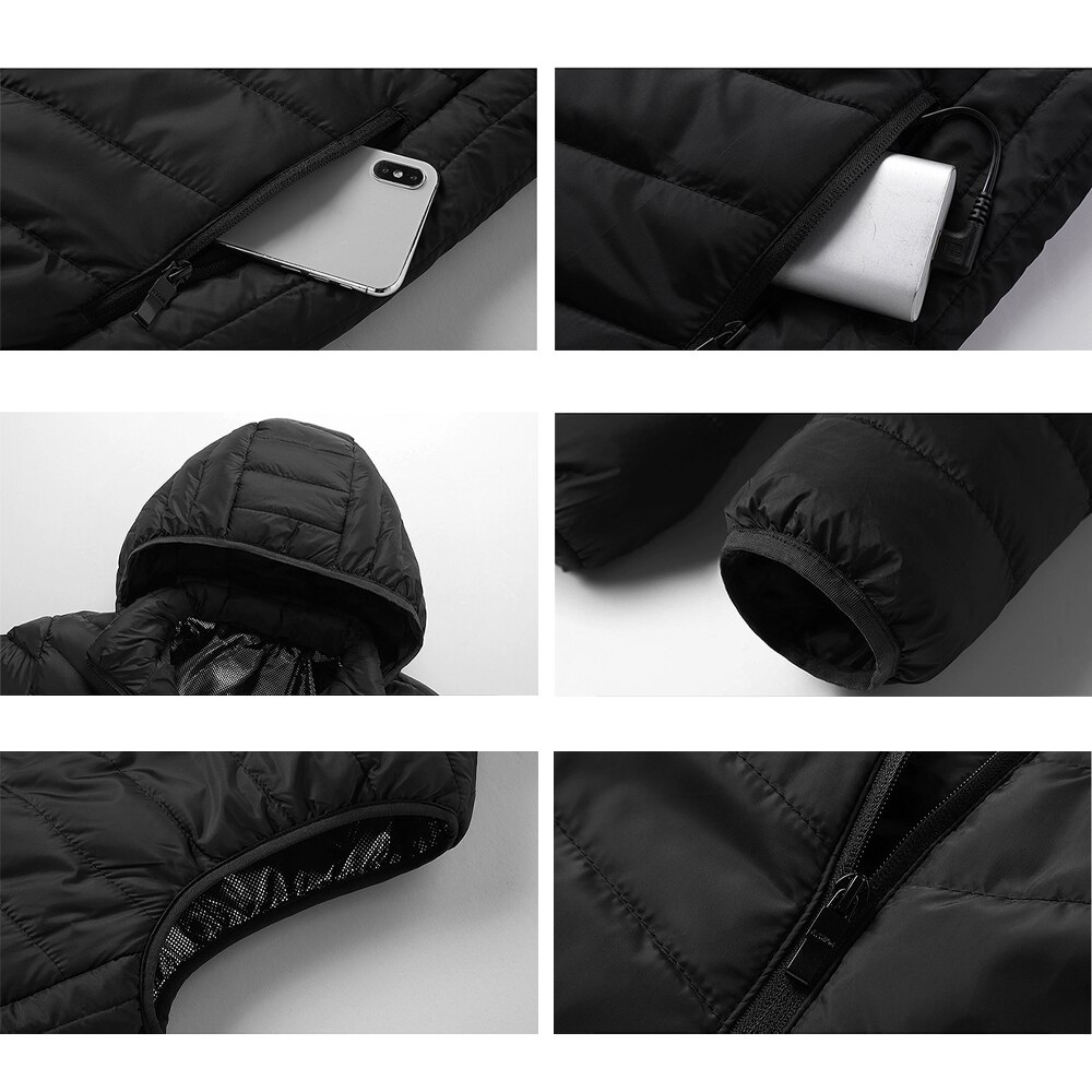 2 zones elektrisch verwarmde jassen wintervest outdoor katoenen jas usb elektrisch verwarmde jas met capuchon warmer thermische kleding
