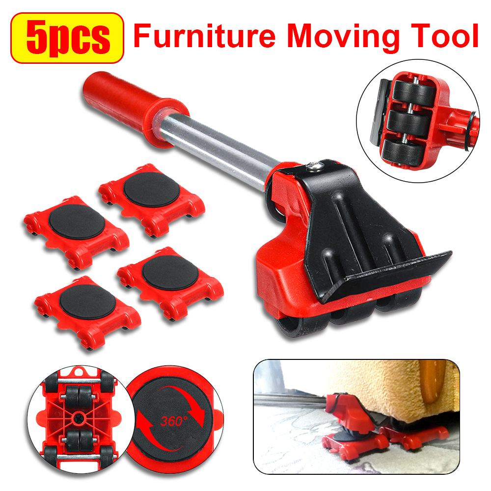 5 Teile/satz Heavy Duty Möbel Heber Mover Roller mit Rad Bar Moving Gerät Hebe Helfer Möbel Moving Transport Werkzeug