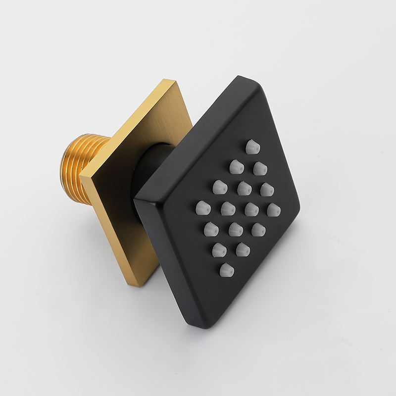 Black Round Body Rain Shower Spray Jets Bathroom Solid Brass Square Head Sprayer Set Saving Water Massage Jet System