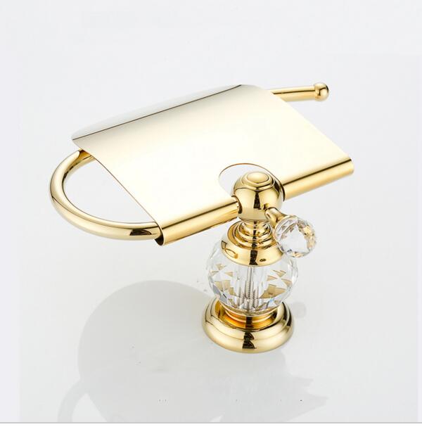 Luksus krystal messing guld papir kasse rulle toilet toilet guld papir holder tissuekasse badeværelse tilbehør bad hardware  lb8210