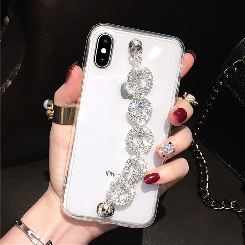 Bling Rhinestone Bracelet Phone Case For iPhone 11 Pro Max XR X Max XS 7 8 Plus Arcylic Shock Proof Phone Back Cover: For X or XS