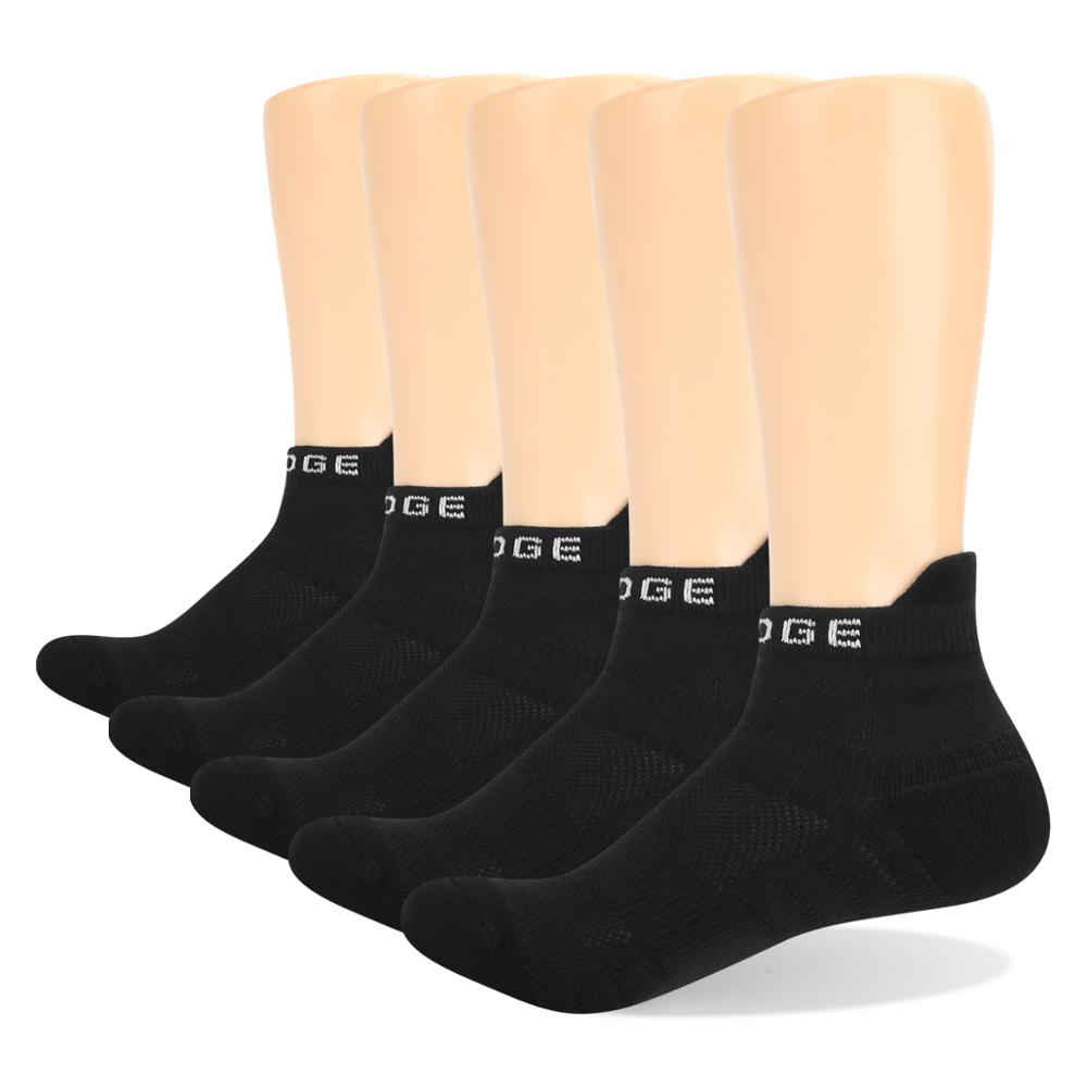 YUEDGE Brand 5 Pairs Women Black Comfort Cotton Breathable Cushion Athletic Sports Running Tennis Low Cut Ankle Socks: 1903BK / L(Men 6.5-9.5 US)