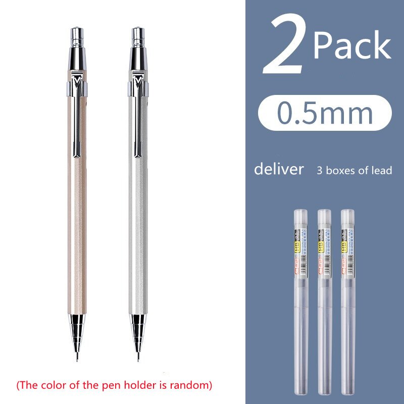 0.5/0.7MM Mechanical Pencil Set Mechanical Pencil Metal Pencil Push mechanical pencil 0.5 school supplies pencils mechanical: 2-0.5-2
