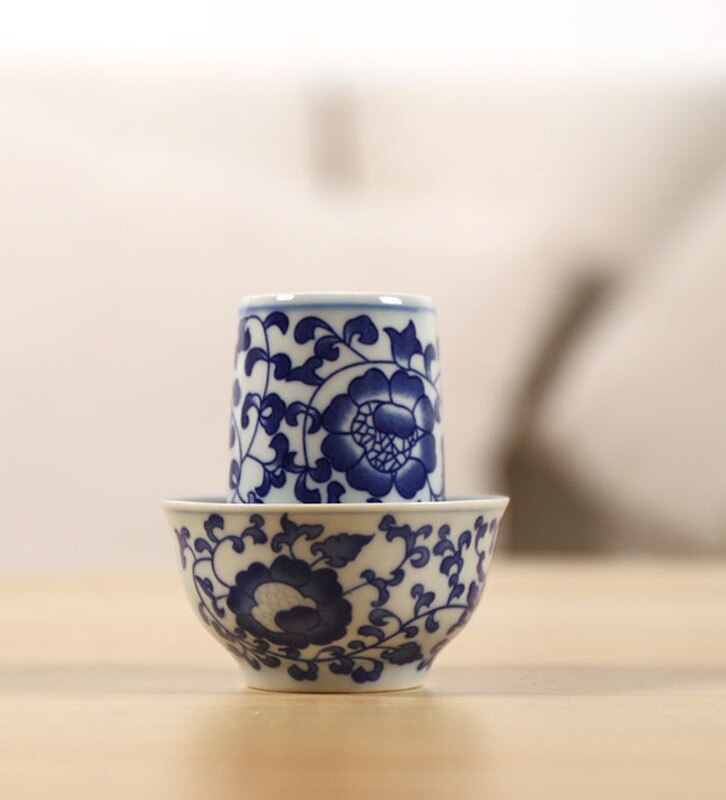 blue-and-white ceramic teacup porcelain wenxiang cup chinese kung fu cup drinkware