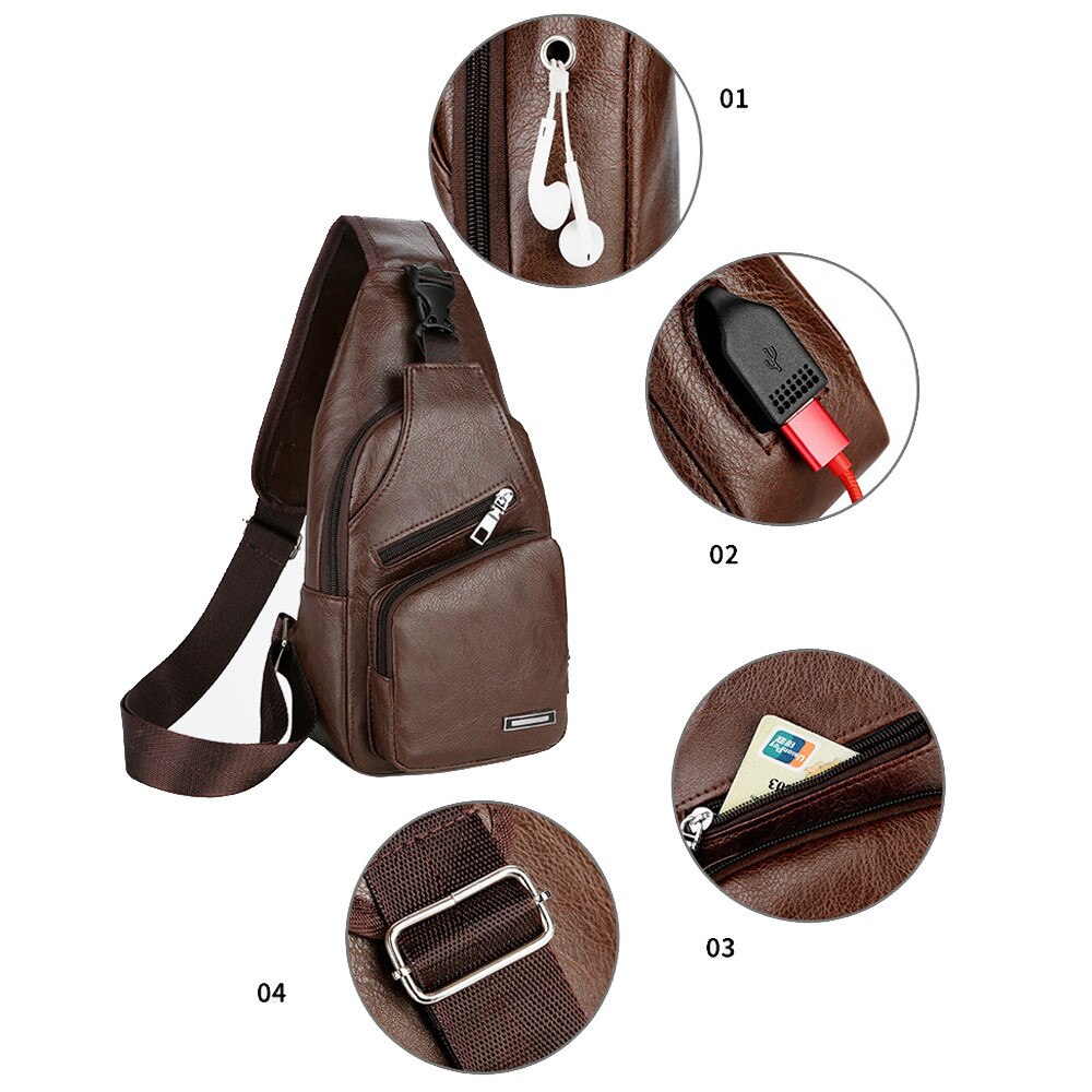 Schoudertassen Voor Mannen Usb Opladen Crossbody Tassen Mannen Anti Diefstal Borst Bag School Zomer Reis Boodschappers Zak riem Tas