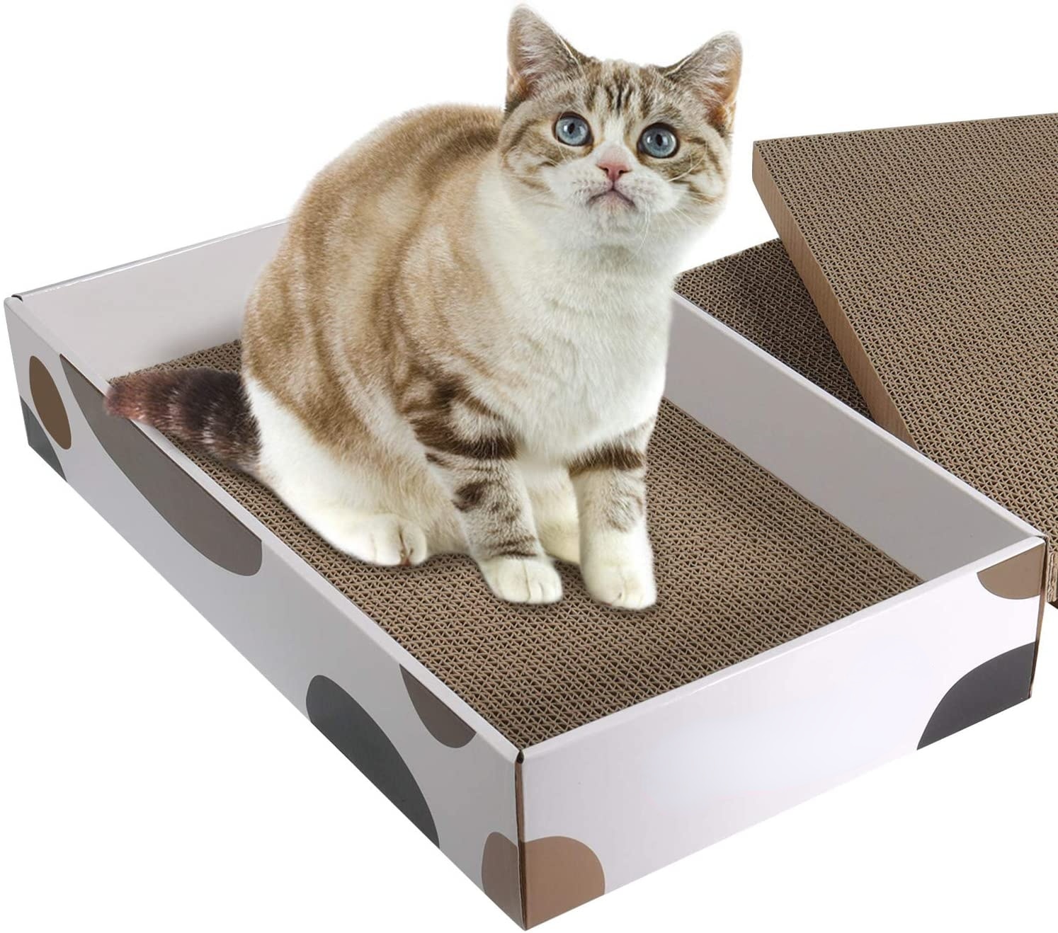 3 in 1 Recyclable Corrugated Scratcher Durable Cat Scratcher Cardboard Refill Cat Scratch Pad Reversible Scratch Box Scratcher