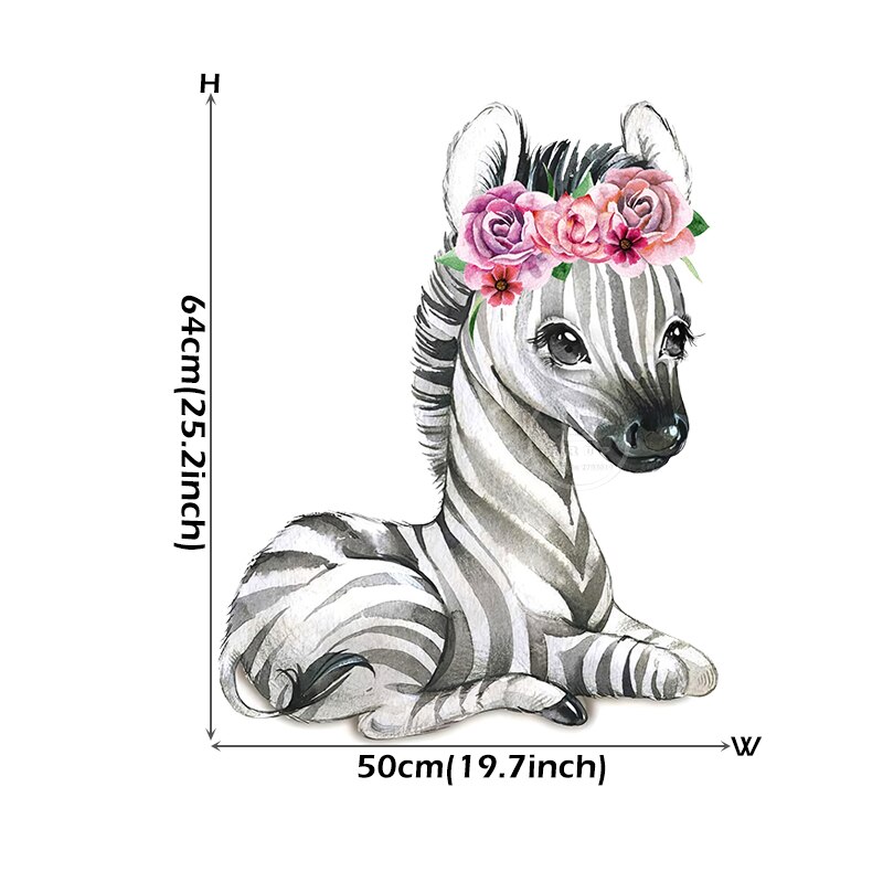 Brup Aquarel Tropische Bos Dier Muurstickers Kinderkamer Muurstickers Voor Kinderkamer Decoratieve Sticker Diy Muurstickers: zebra
