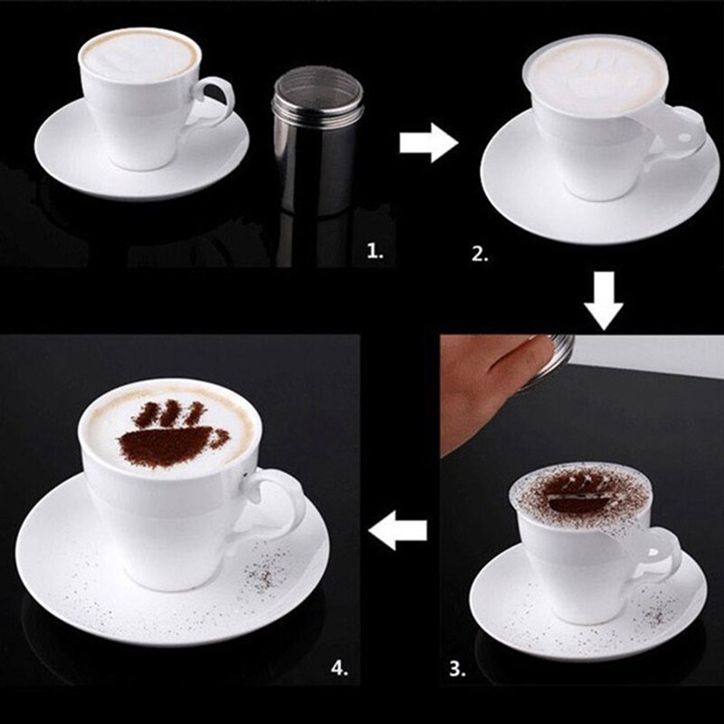 16Pcs Coffee Latte Cappuccino Barista Art Stencils Cake Duster Templates Coffee Tools Accessories Gusto Nespresso Zavarnik