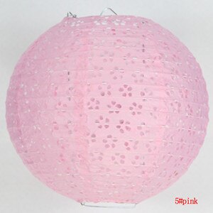 verrotten Papier Laternen 1 Stck 30 CM Durchbohrten Runde Papier Laterne Lampen Hochzeit Weihnachten Feier Dekoration Chinesische Papier Laternen W: Rosa