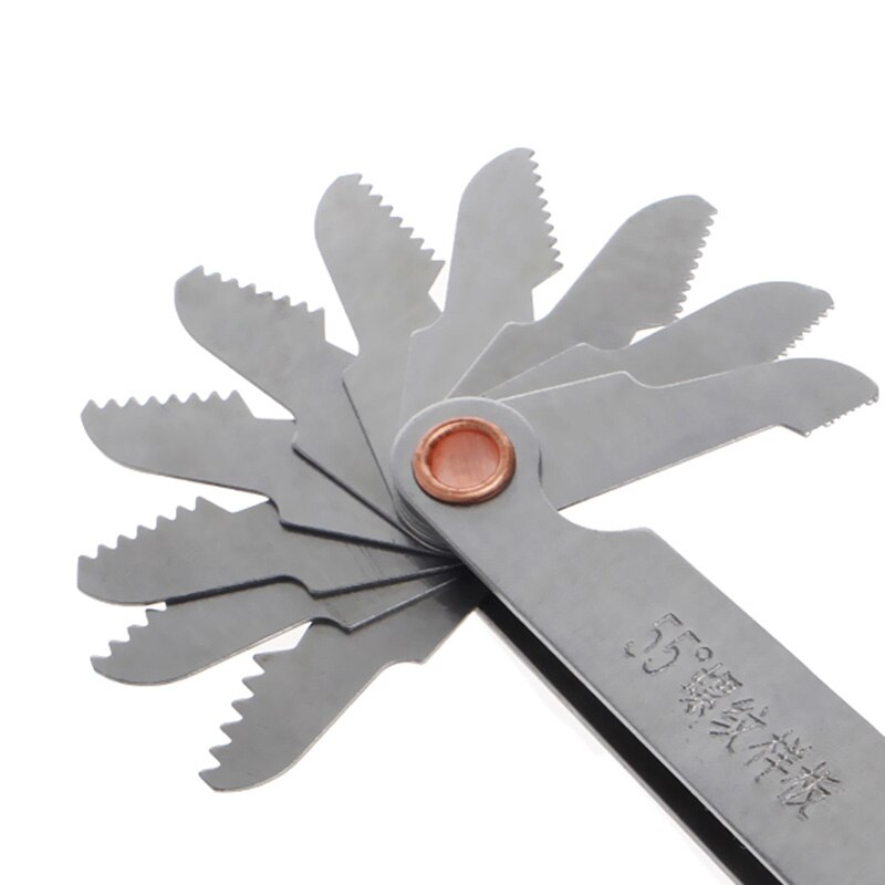 2 Pcs Stainless Steel Metric Screw Pitch 60+55 Degree Thread Measuring Gauge