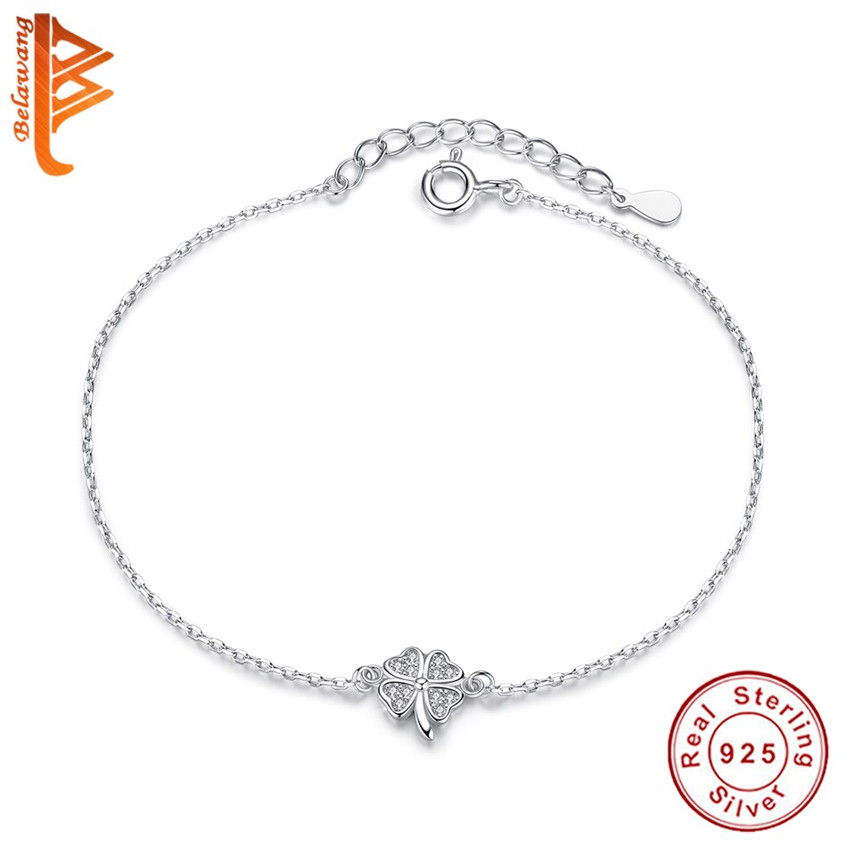 Winter Glück Clover Zirkonia Silber Armband für Frauen Dame Hochzeit Jahrestag 925 Sterling Silber Schmuck