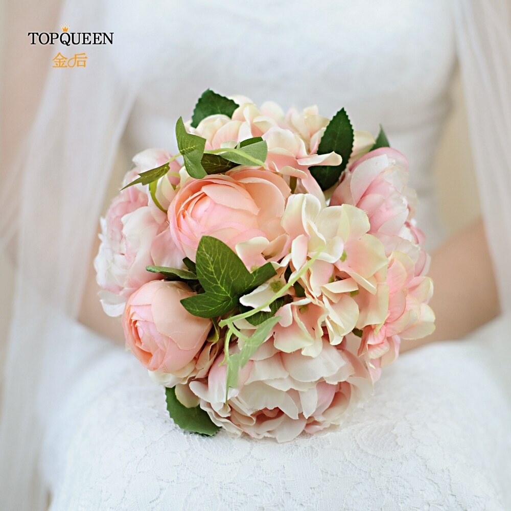 Topqueen Bridal Wedding Boeket Bloemen Bruiloft Boeket Kunstbloemen Roze Boeket Bruiloft Bloem Boeket F15