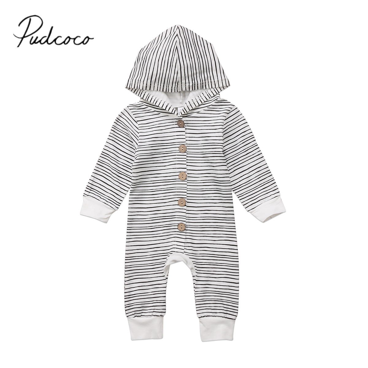 Brand Toddler Newborn Baby Boy Girl Warm Infant Romper Striped Jumpsuit Hooded Clothes Long Sleeve Outfit