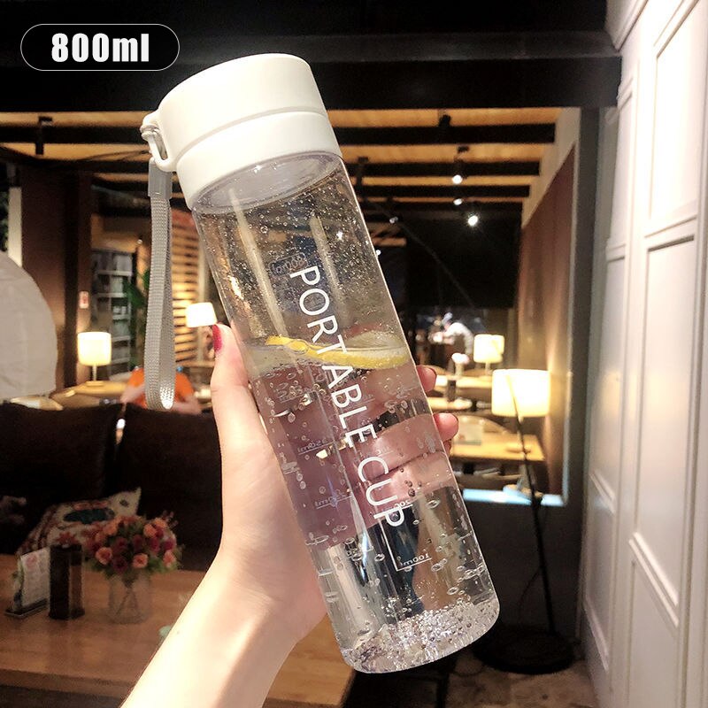 600/800Ml Sport bidon na siłownię plastikowy Shaker puchar sportowy Tritan wspinaczka turystyka bezpośrednia butelka do picia z tworzywa sztucznego Bpa za darmo: white 800 ml