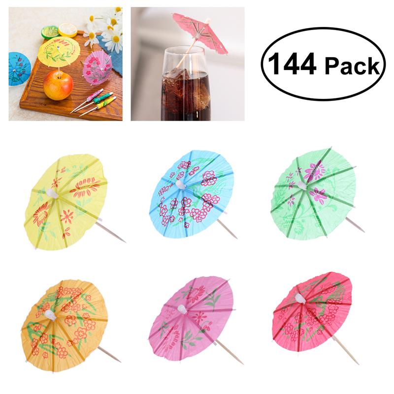 144 Pcs Cocktail Parasol Drink Umbrellas Paper Parasol Picks Cocktail Stick For Drinks Hawaiian Party And Pool Party Supplies