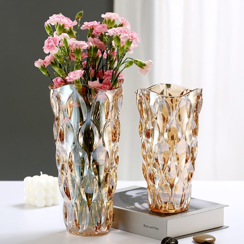 Bohemian Stijl Glazen Vaas 24.5Cm Grote Kristallen Vazen Voor Bloemstuk Voor Thuis Woonkamer Badkamer Keuken Tafelblad Decor
