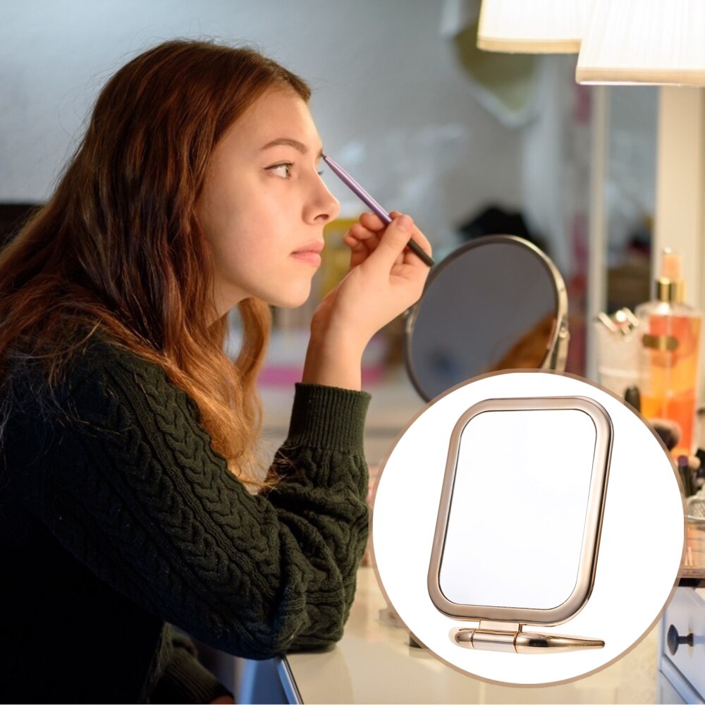 Double Sided Makeup Mirror Tabletop Magnifying Mirror Folding Vanity Mirror: Champagne