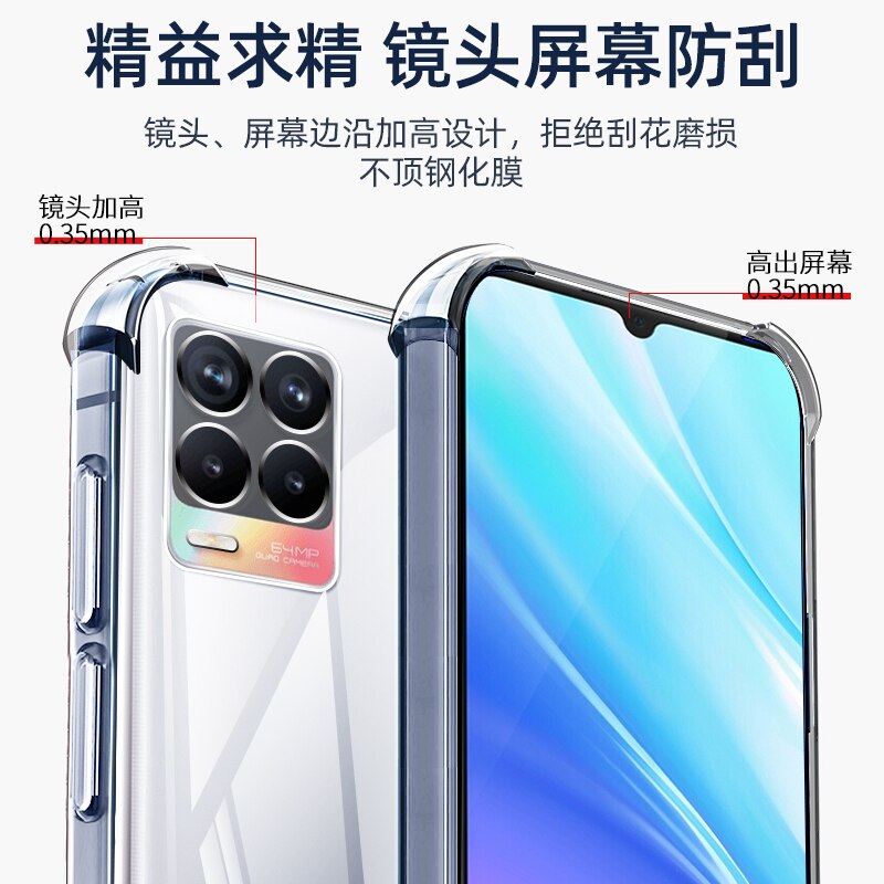 Custodia morbida per telefono trasparente di lusso per OPPO Realme 8 Pro 8Pro 4G 5G Airbag lenti in Silicone antiurto Cover posteriore protettiva Fundas