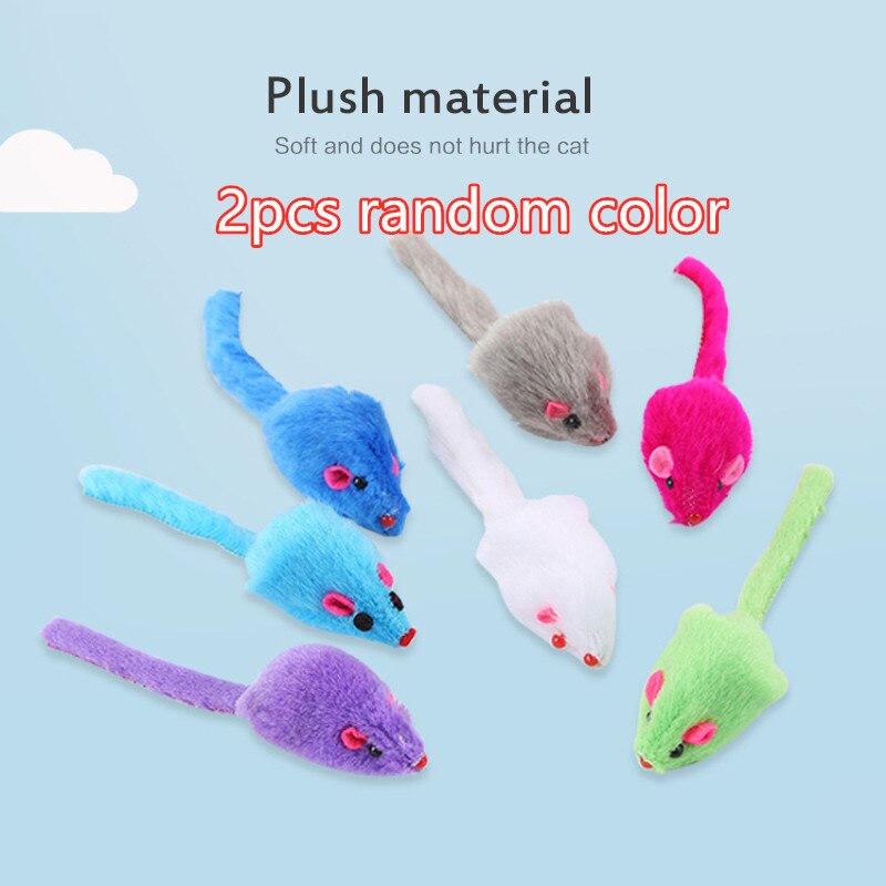 Funny Interactive Plush Cat Toys Catnip Toys Pet Mouse Chewing Toy Teeth Grinding Cat Teaser Toy Animal Products Random Color: 2Pcs Random Color