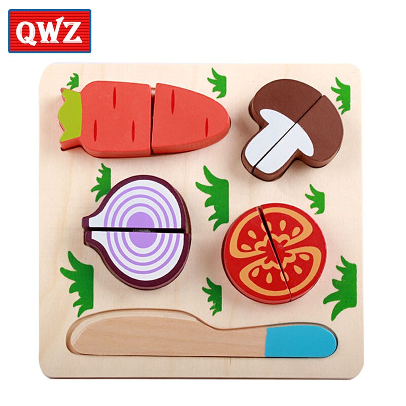 Houten Speelgoed Keuken Cut Fruit Groenten Dessert Kids Koken Keuken Speelgoed Voedsel Pretend Play Puzzel Educatief Speelgoed voor Kinderen: QWZ093-C-carrot