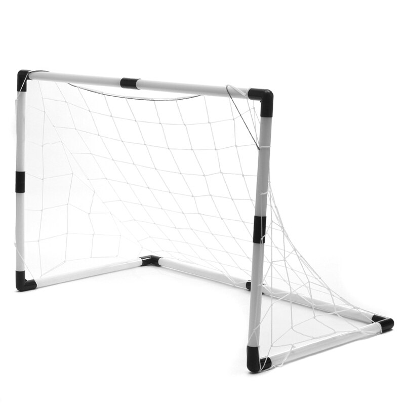 2 sets afneembare doe-het-zelf draagbare kindersport voetbaldoelen oefenwedstrijd voetbalpoort doe-het-zelf wit met voetbal en