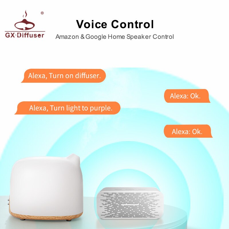 GX. diffusor WIFI Clever Aroma Diffusor APP Stimme Kontrolle Ätherisches Öl Diffusor Luftbefeuchter Kompatibel Mit Alexa & Google Hause
