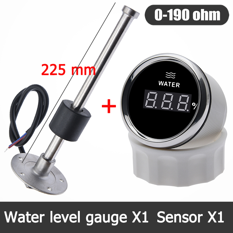 Digital Water Level Gauge +100-500mm Water level sensor 0-190 ohm Fit Boat Car Fuel Level Gauge Meter with Red Backlight 9-32V: BS 225MM