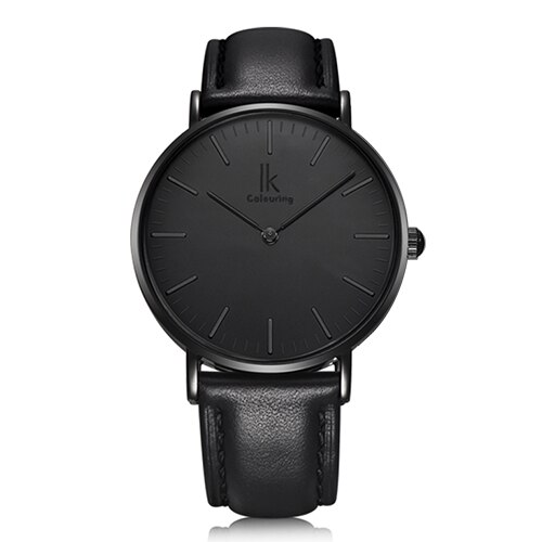 IK colouring Couple montre Simple boîtier Ultra mince japon mouvement à Quartz bracelet en cuir montre-bracelet des amoureux: Black Women