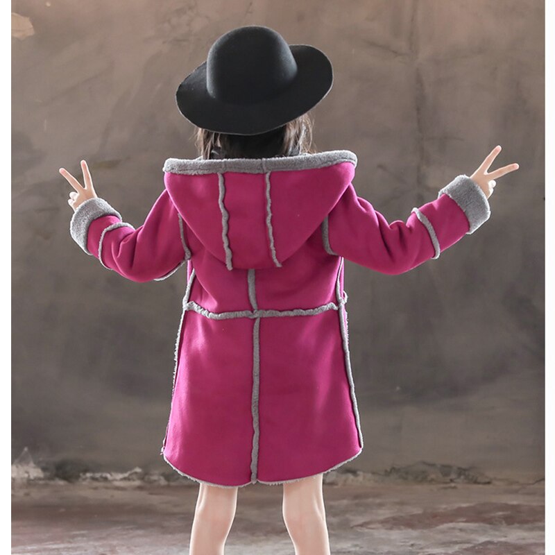 neue Herbst Winter Wolle Mantel Rosa verrotten Warme Lange Jacke Für freundlicher Mantel Mädchen Wolle Mantel Windbreaker