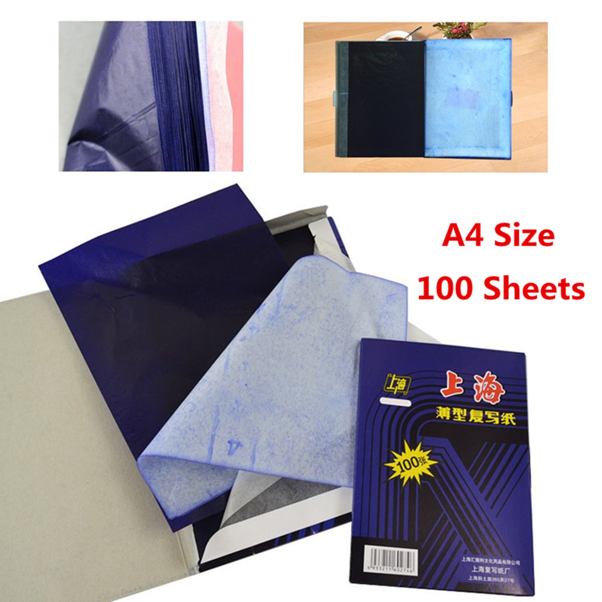 A4 100 Sheets Dark Blue Carbon Hand Copier Stencil Transfer Paper Hectograph Black Carbon Hand Copier Stencil Transfer Paper