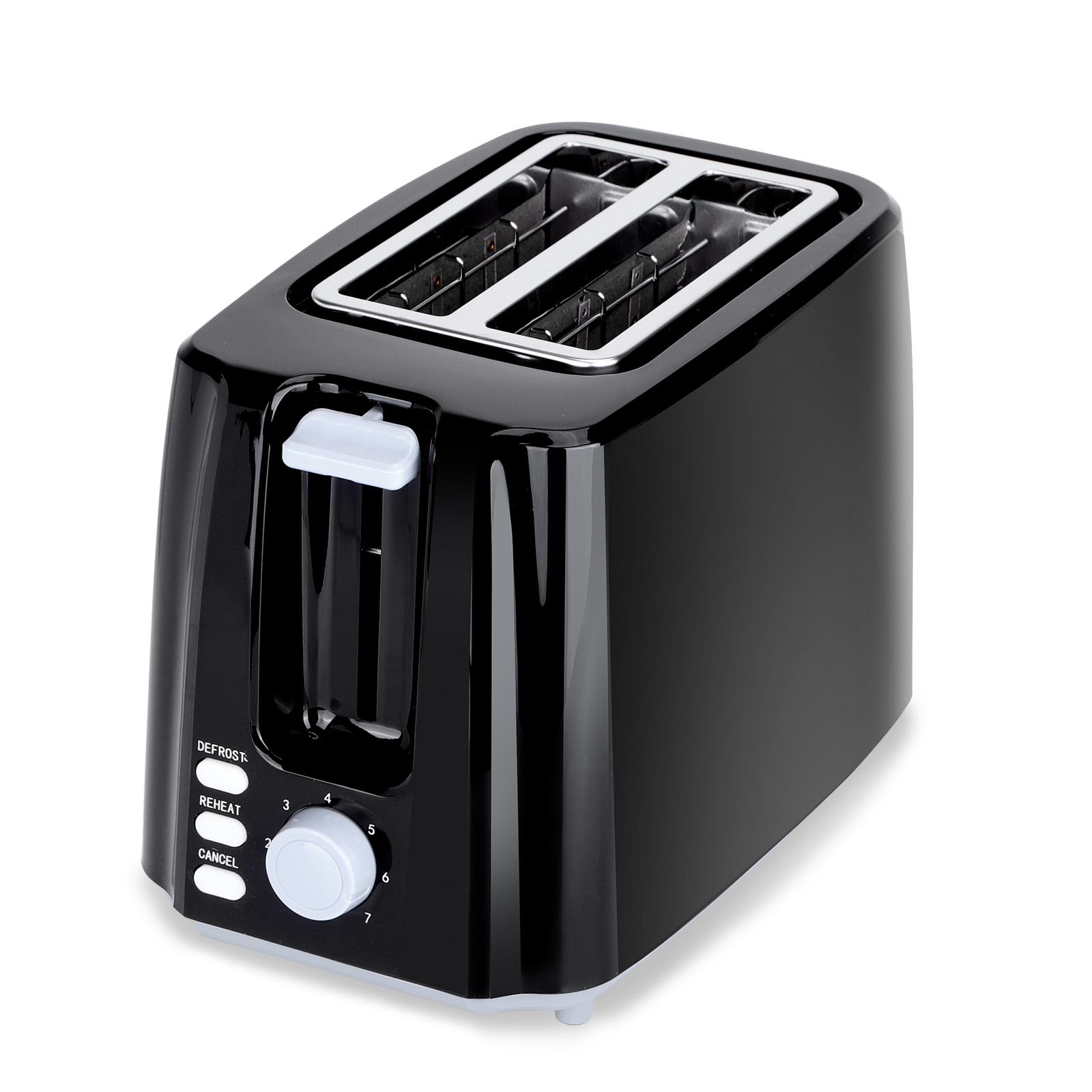 AIGOSTAR Tostadora, 2 Ranuras, 7 Ajustes, Bandeja Recogemigas Desmontable,Descongelación y Recalentar, Apagado Auto.(750W)