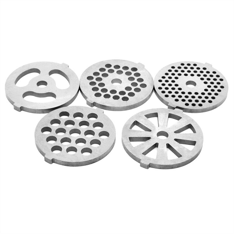 5 Piece Stainless Steel Meat Grinder Plates Discs for Food Chopper and Meat Grinder Machinery Parts