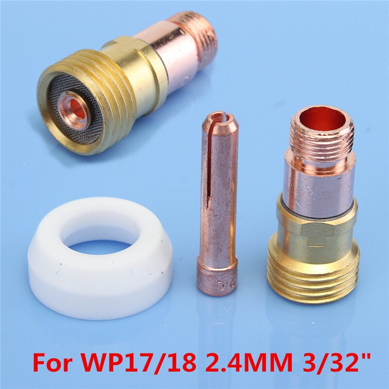 3 kpl tig-hitsauskoneen tarvikkeet polttimen kaasukupit linssi wp:lle -17/18 2.4mm 3/32 " hitsauspolttimen osat