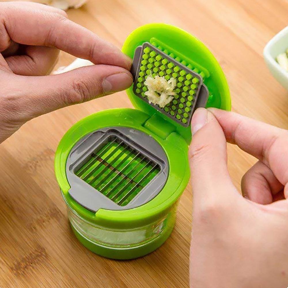 Multi-function Manual Garlic Presser Curved Garlic Grinding Slicer Chopper Stainless Steel Garlic Presses Cooking Gadgets Tool: e